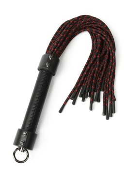 Skórzany flogger z supłami Hidden Desire 55 cm czarno czerwony Hidden Desire