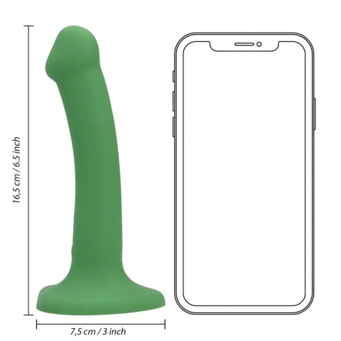 Małe wibrujące dildo silikonowe Loveline leśnozielone 16,5 cm Loveline