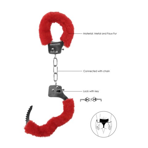 Kajdanki futrzane Ouch Pleasure czerwone 29cm Ouch!