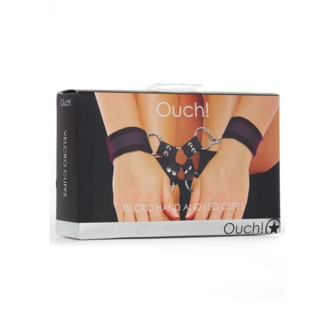 Kajdanki futrzaste na ręce i nogi Ouch! z rzepem czarne Ouch!
