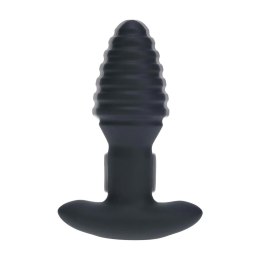 Korek analny Levelz wibrujący rotacyjny karbowany silikonowy czarny 12,5 cm Levelz