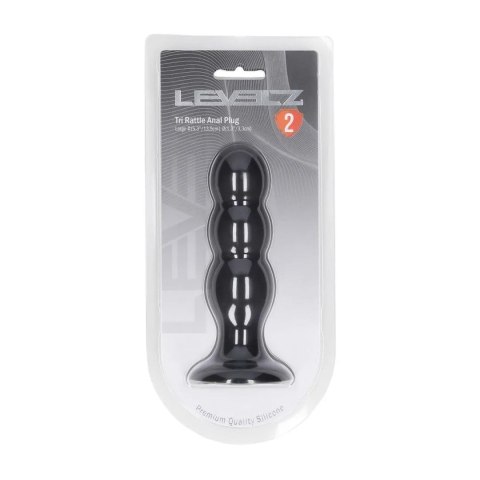 Korek analny potrójny z grzechotką Levelz silikonowy L czarny 13,5cm Levelz