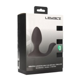 Korek analny wibrujący obrotowy z kulką Levelz silikonowy czarny 10,7cm Levelz