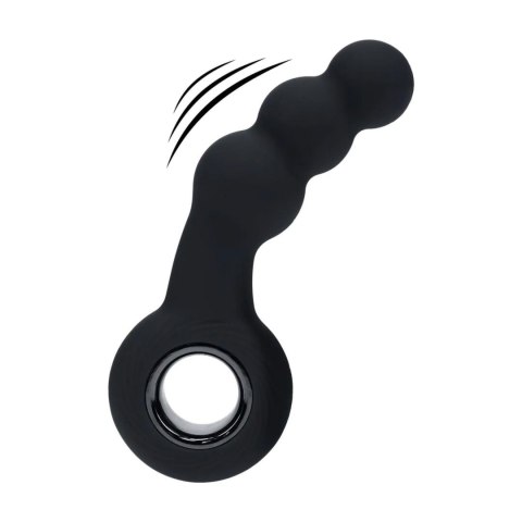 Masażer prostaty wibrujący koralikowy z pętlą silikonowy Levelz czarny 15cm Levelz