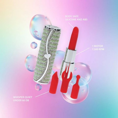 Mini wibrator pomadka Loveline zielony z 4 końcówkami USB Loveline