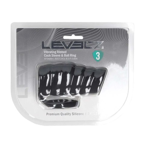 Nakładka wibrująca silikonowa żebrowana z pierścieniem Levelz czarna 4,3cm Levelz