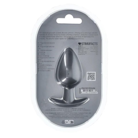 Smooth Silicone Anal Plug - Large - 3.5" / 8,9 cm - Gunmetal Ouch!