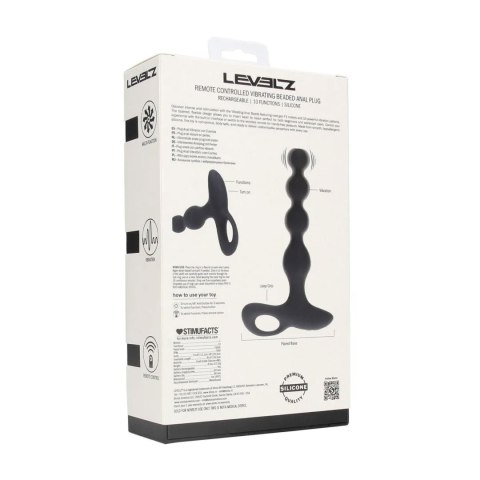 Wibrujący koralikowy korek analny silikonowy Levelz czarny 20 cm Levelz