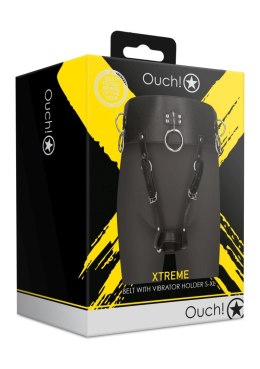 Pas z uchwytem na wibrator Ouch! czarny PU Ouch!