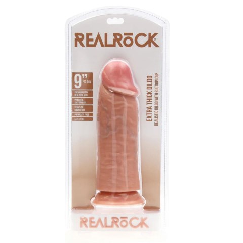 Dildo RealRock ekstra grube proste 23 cm cieliste bez jąder RealRock