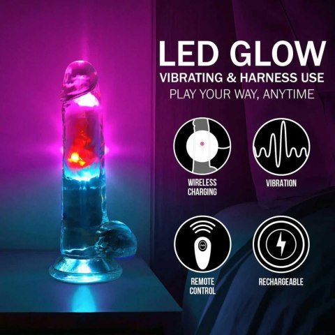 Wibrator realistyczny RealRock LED przezroczysty 19.5 cm RealRock