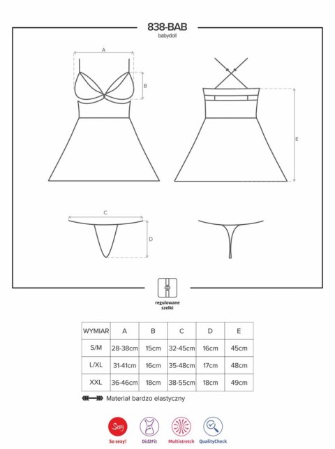 Czerwony siateczkowy babydoll z stringami Obsessive L/XL Obsessive