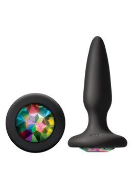 Korek analny silikonowy Glams Mini z tęczowym klejnotem NS Novelties 8.5 cm NS Novelties