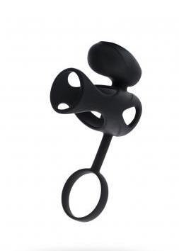 Wibrujący pierścień na penisa z stymulacją łechtaczki Black & Red 14,5 cm Black&Red by TOYFA