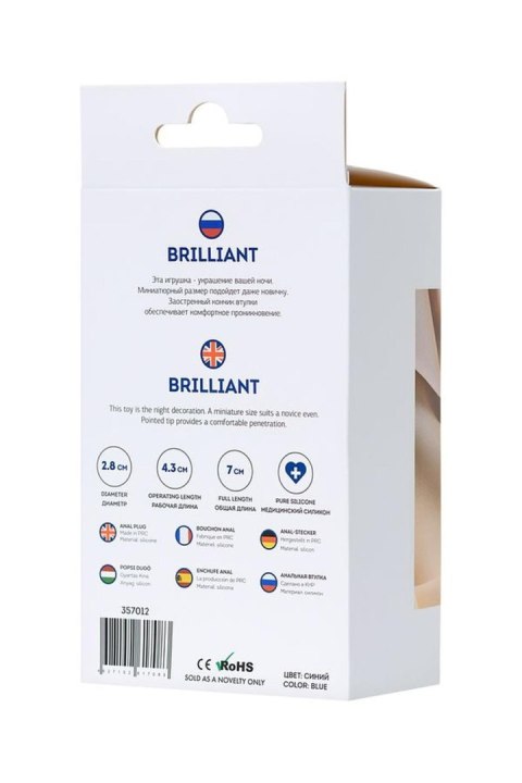 Korek analny miniaturowy ToDo Brilliant Blue niebieski 7 cm wodoodporny ToDo by TOYFA
