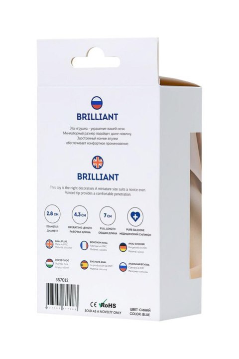 Korek analny miniaturowy ToDo Brilliant Blue niebieski 7 cm wodoodporny ToDo by TOYFA