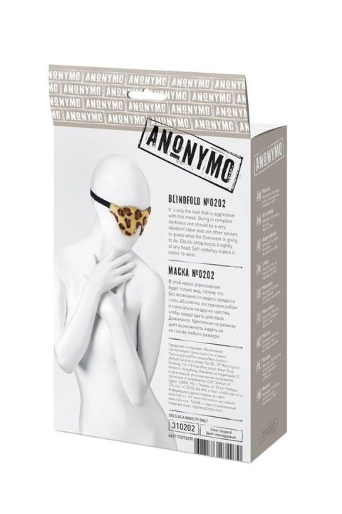 Maska Anonymo skóra PU z printem czarna 26 cm Anonymo by TOYFA