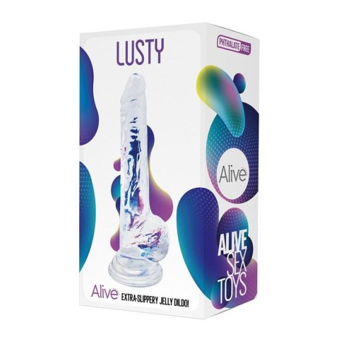 Dildo żelowe Alive Lusty przezroczysty 18 cm Alive