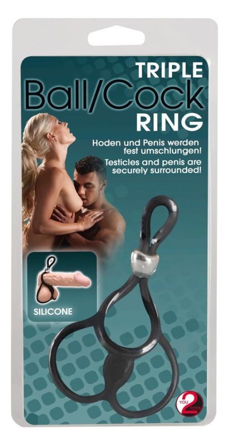 Pierścień erekcyjny You2Toys silikonowy z pierścieniami jąder 13 cm czarny You2Toys