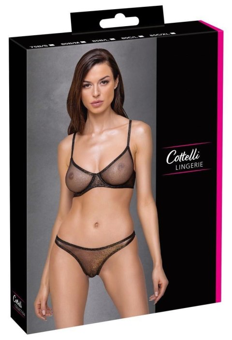 Komplet bielizny Cottelli LINGERIE czarny ze złotym brokatem 80B Cottelli LINGERIE