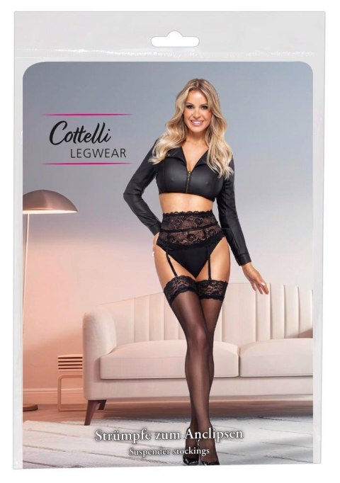 Pończochy z koronką Cottelli LEGWEAR czarne M 20 den Cottelli LEGWEAR