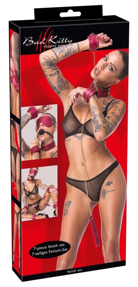 Zestaw bondage Bad Kitty różowy z kryształkami Bad Kitty