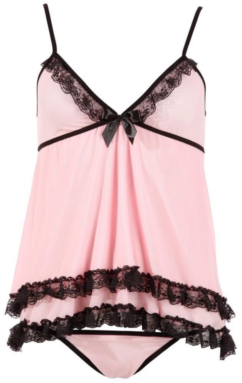 Babydoll z koronką Cottelli LINGERIE różowy 2XL Cottelli LINGERIE