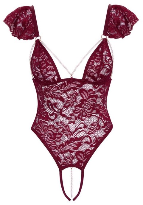 Body Cottelli bordowe z perełkami L Cottelli LINGERIE