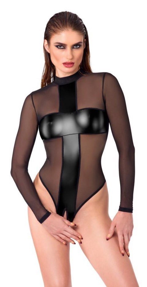 Body erotyczne transparentne Noir Cross M Noir