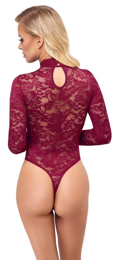 Body koronkowe Cottelli LINGERIE bordowe XL z długim rękawem Cottelli LINGERIE