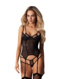 Gorset Arrowel transparentny koronkowy Obsessive czarny S/M Obsessive