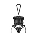 Gorset koronkowy Alliane i stringi Obsessive czarne S/M Obsessive