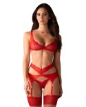 Komplet koronkowy Obsessive Cupide Desir czerwony 2XL/3XL Obsessive