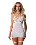 Koronkowe body z fiszbinami Obsessive Arrowel White 2XL/3XL Obsessive