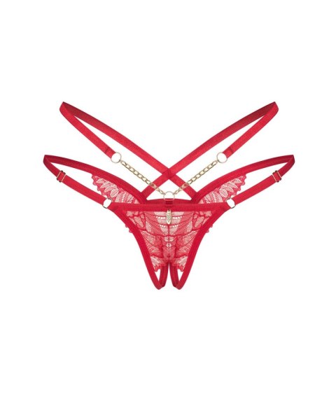 Koronkowe stringi otwarte Matildea Obsessive czerwone 2XL/3XL Obsessive