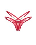 Koronkowe stringi otwarte Matildea Obsessive czerwone 2XL/3XL Obsessive