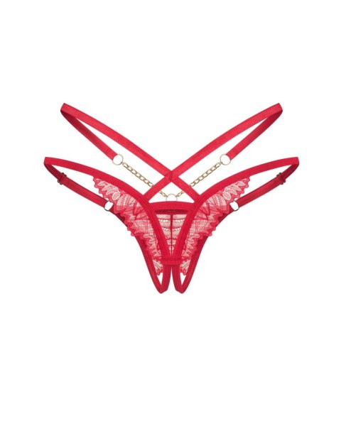 Koronkowe stringi otwarte Matildea Obsessive czerwone 2XL/3XL Obsessive
