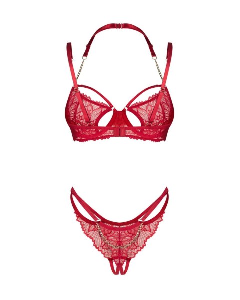 Matildea komplet bielizny Obsessive czerwony otwarty S/M Obsessive