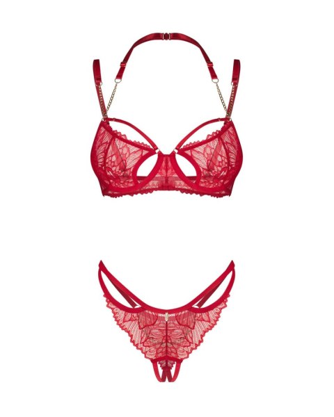 Matildea komplet bielizny Obsessive czerwony otwarty S/M Obsessive