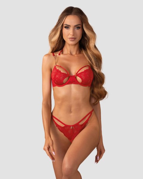 Matildea komplet bielizny Obsessive czerwony otwarty S/M Obsessive