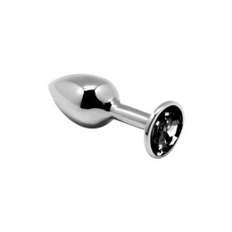 Mini metalowy korek analny Alive czarny z kryształem 7 cm Alive