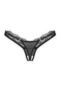 Stringi otwarte koronkowe Obsessive Arrowel czarne 2XL/3XL Obsessive