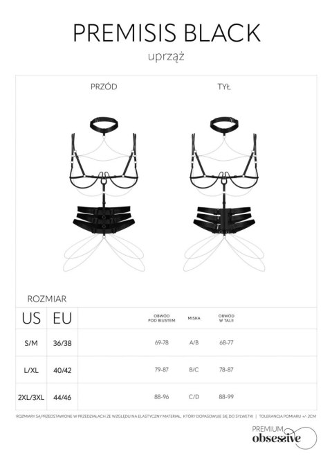 Uprząż Premisis Black Obsessive z fiszbinami S/M/L Obsessive