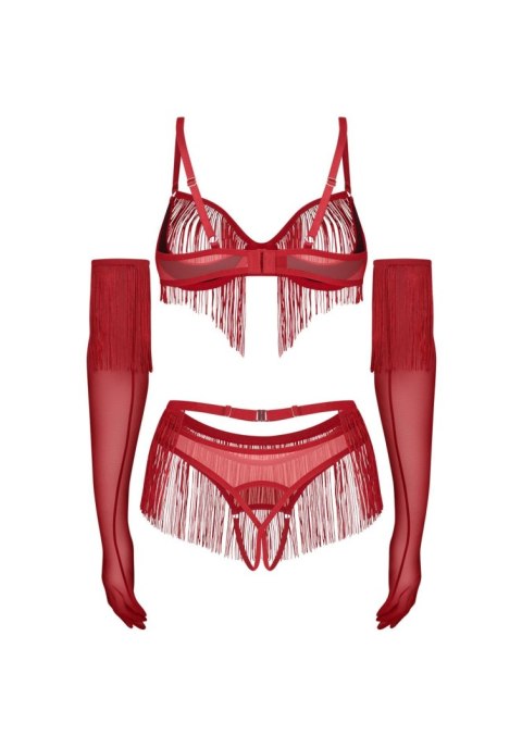Komplet bielizny erotycznej otwarty Obsessive Rossay Red S/M Obsessive