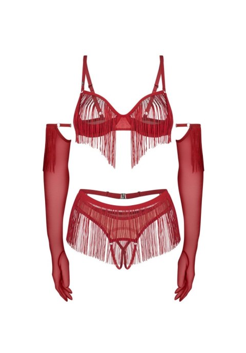 Komplet bielizny erotycznej otwarty Obsessive Rossay Red S/M Obsessive