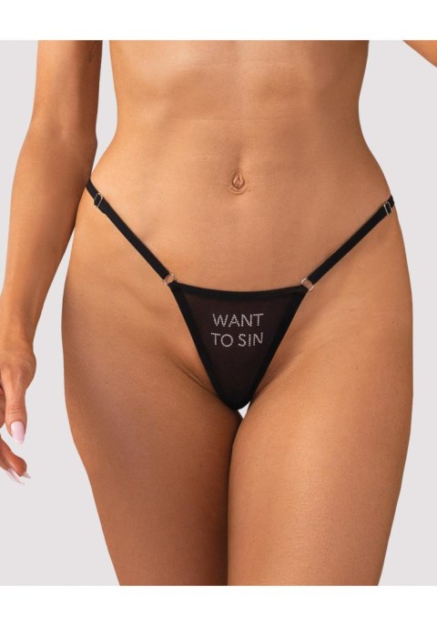 Stringi siateczkowe transparentne Obsessive Want to Sin L/XL Obsessive