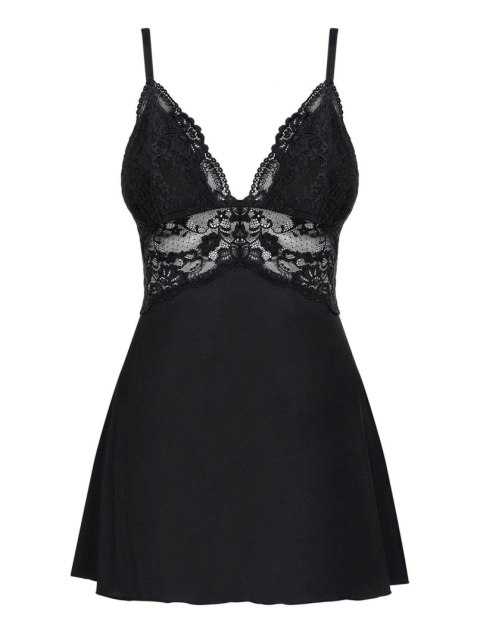 Babydoll koronkowy z stringami Obsessive czarna S/M Obsessive
