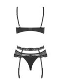 Komplet bielizny Heartina Obsessive z pasem czarny S/M Obsessive