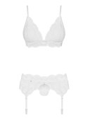 Komplet bielizny Obsessive 810 SEG biały S/M z pasem Obsessive
