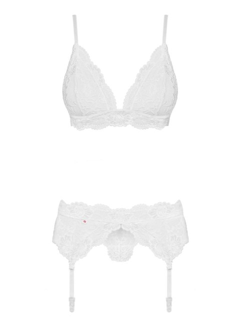 Komplet bielizny Obsessive 810 SEG biały S/M z pasem Obsessive